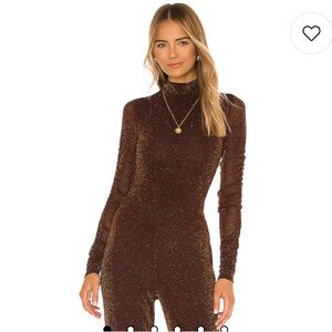 House of Harlow 1960 Sienna Bodysuit in Brown and Gold. XS.